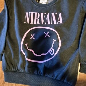 Zara Kids Black and Purple Nirvana Sweatshirt